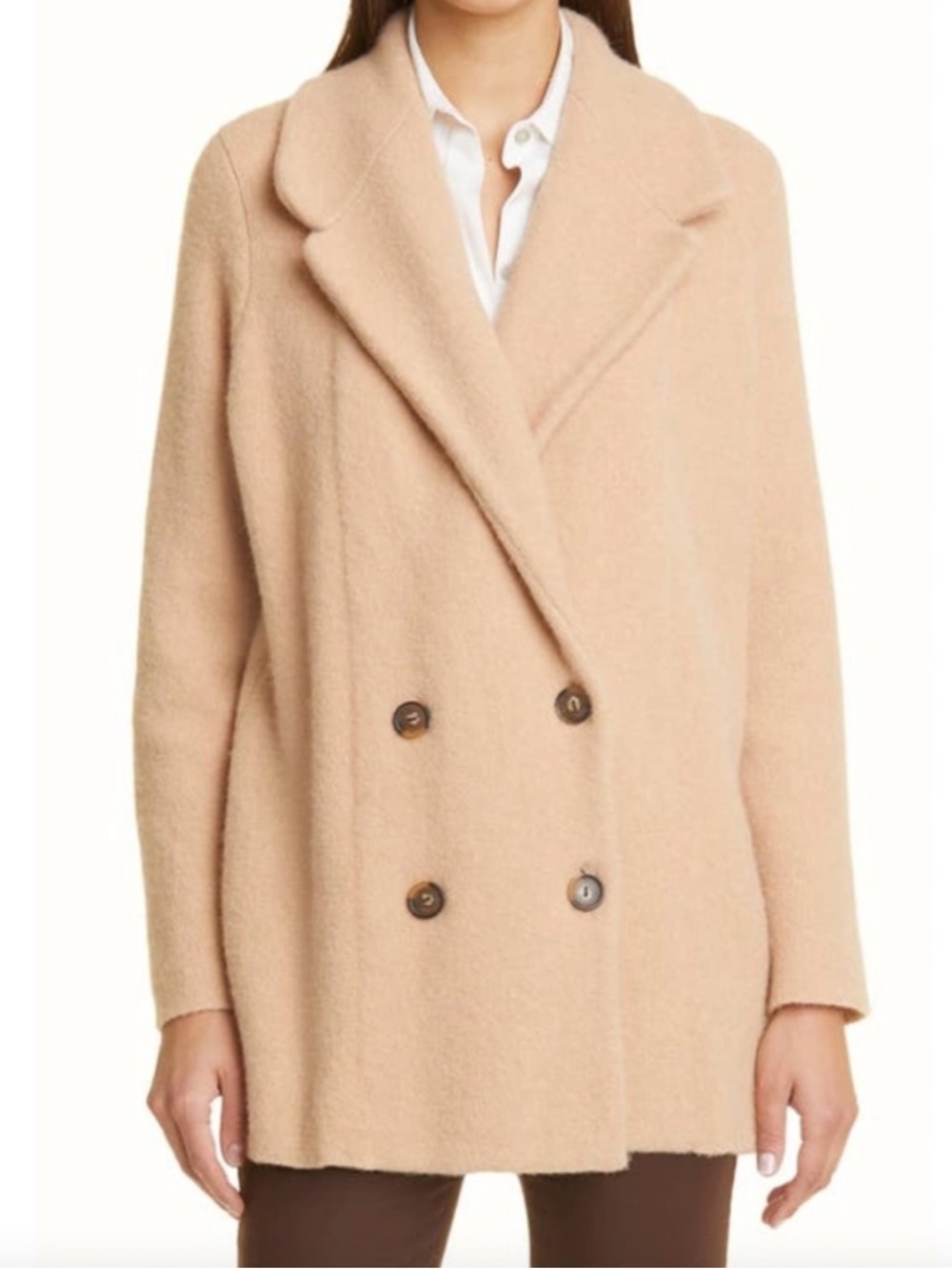 Vince Double Breasted Jacket Women S Beige Wool Alpaca Shawl Collar Buttons